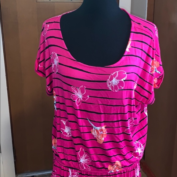 Apt 9 short sleeved floral dress with stripes! - Picture 2 of 4